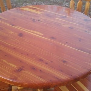 Cedar table and 4 Cedar chairs